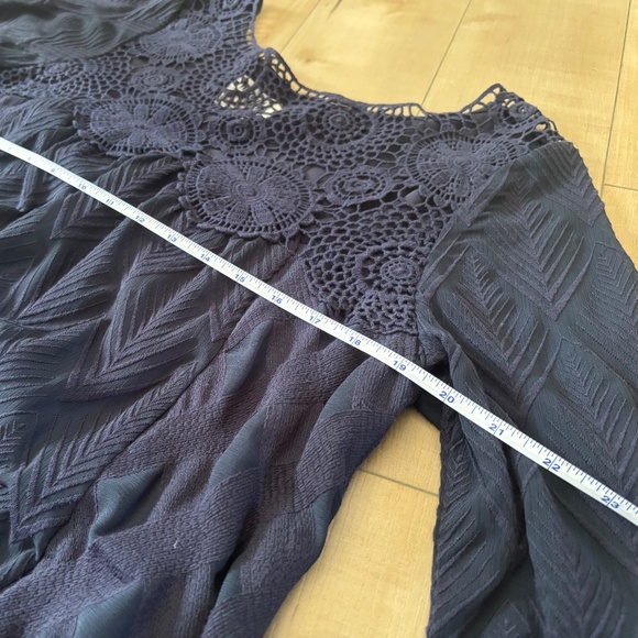 Anthropologie Holding Horses Navy Crochet Agusta Textured Chiffon Swing Dress - Picture 5 of 7